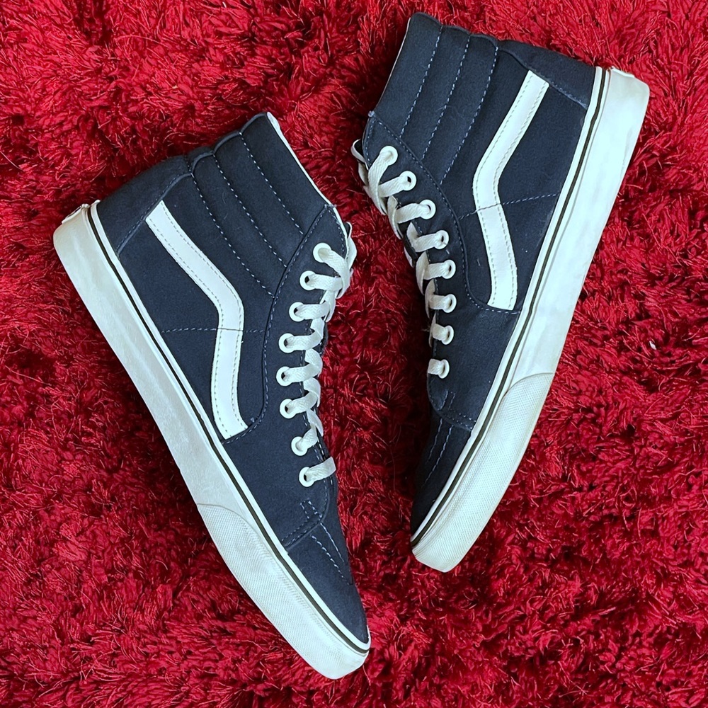 Vans SK8 High Skate Shoes Navy Blue 10.5 Board Style Waffle - Picture 2 of 4